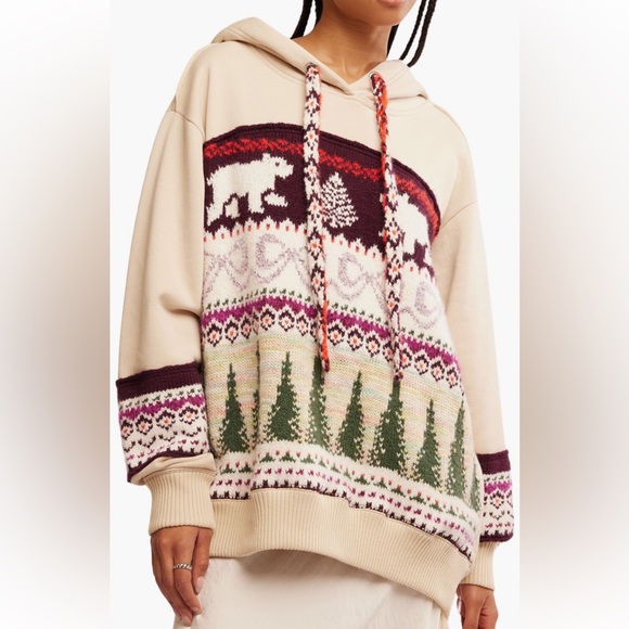 Free People Tops - FREE PEOPLE LUTZ FAIR ISLE OVERSIZED HOODIE JACKET TOP SIZE S MSRP $268.00 NWT